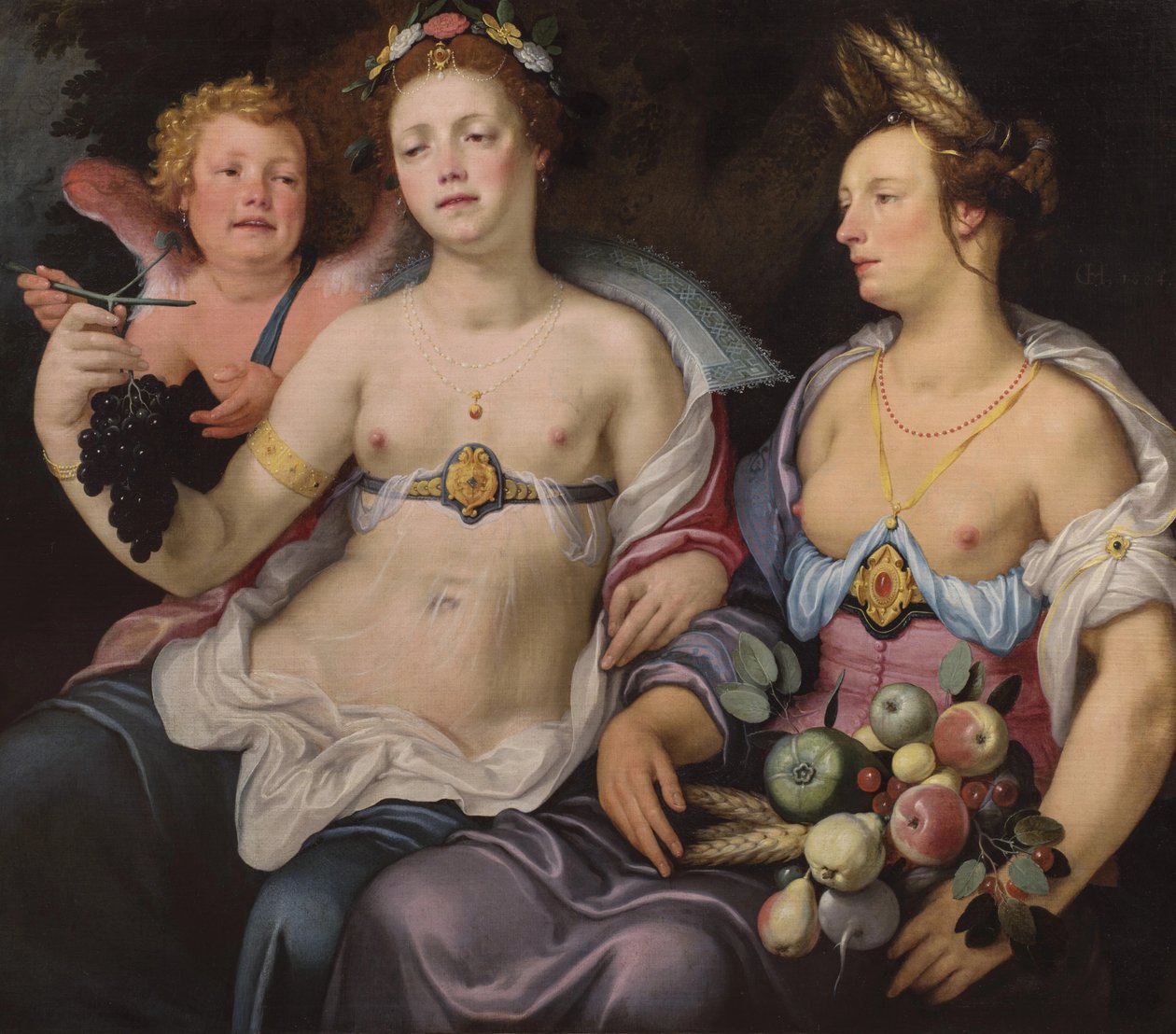 Venus, Cupido en Ceres door Cornelis van Haarlem