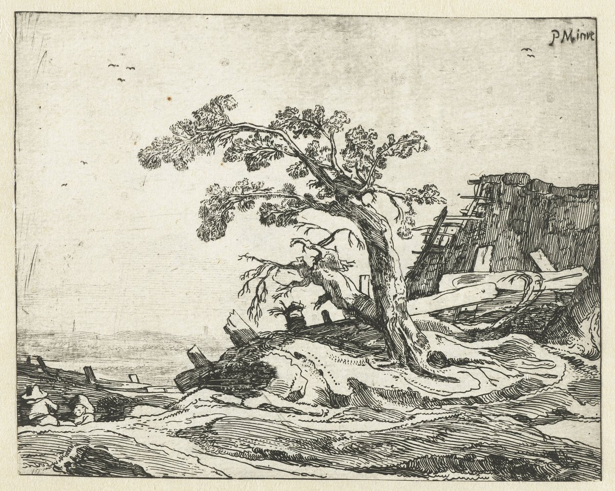 Landschap met boom door Cornelis van Kittensteyn (attributed to)