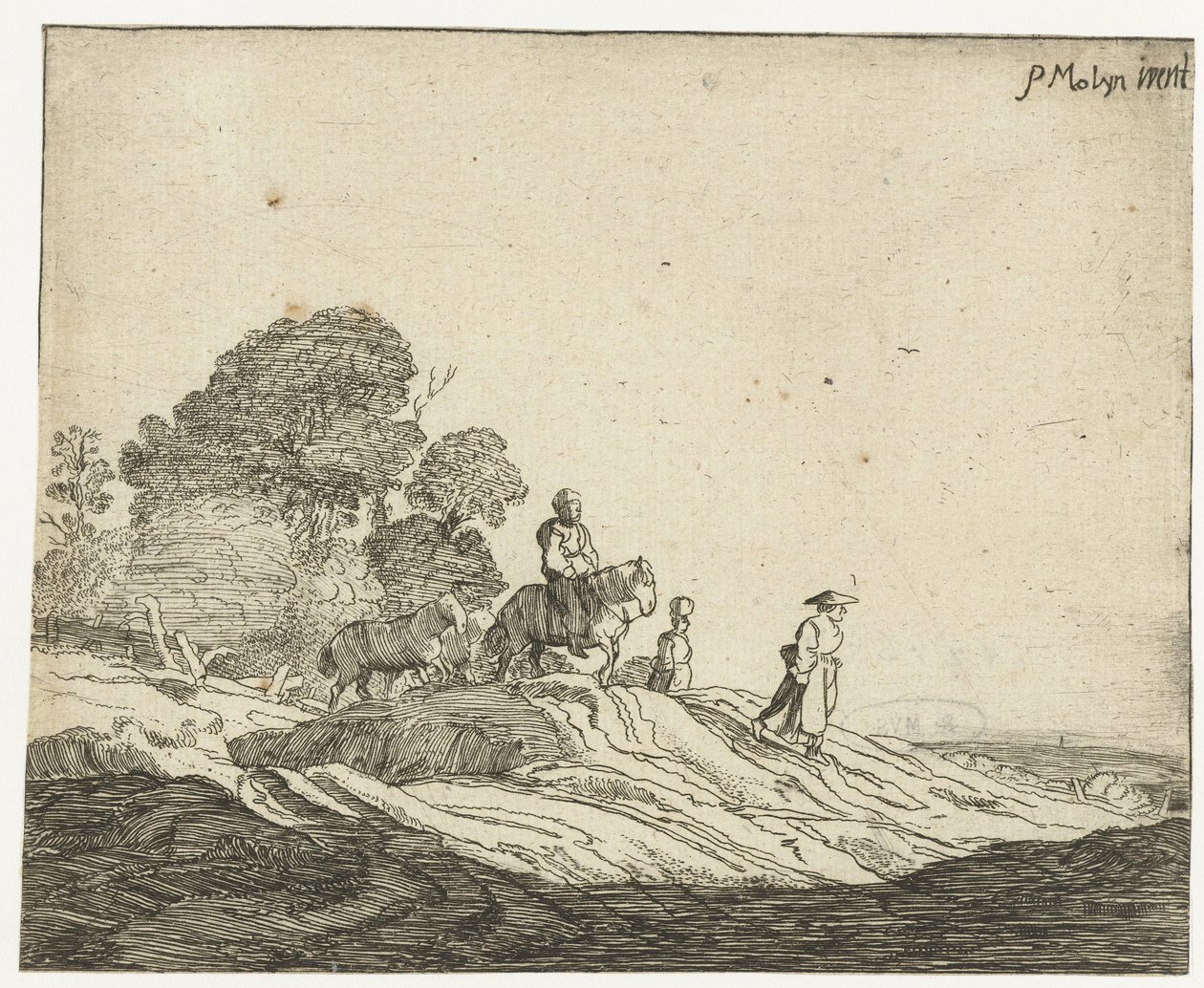 Landschap met paarden door Cornelis van Kittensteyn (attributed to)