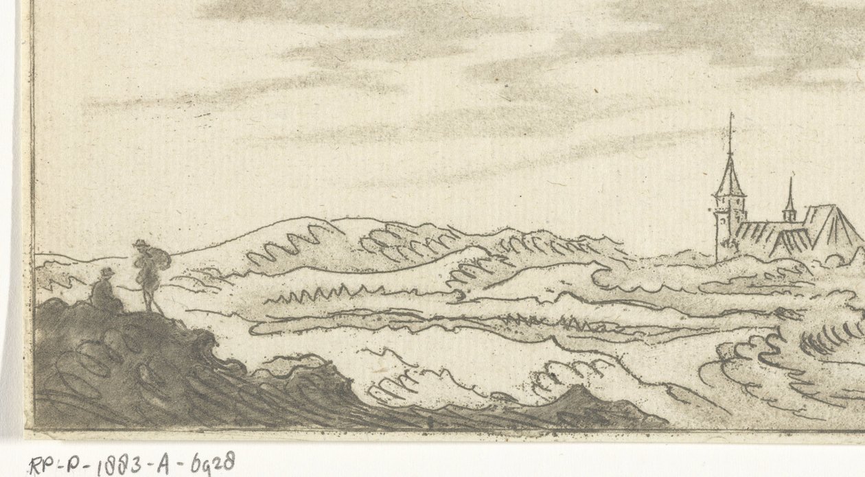 Duinlandschap met een kerk door Cornelis van Noorde