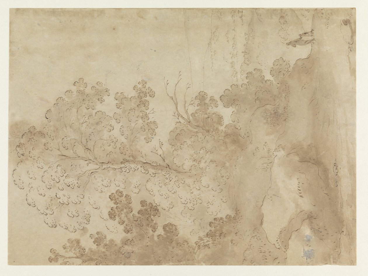 Heuvellandschap met bomen door Cornelis van Poelenburch