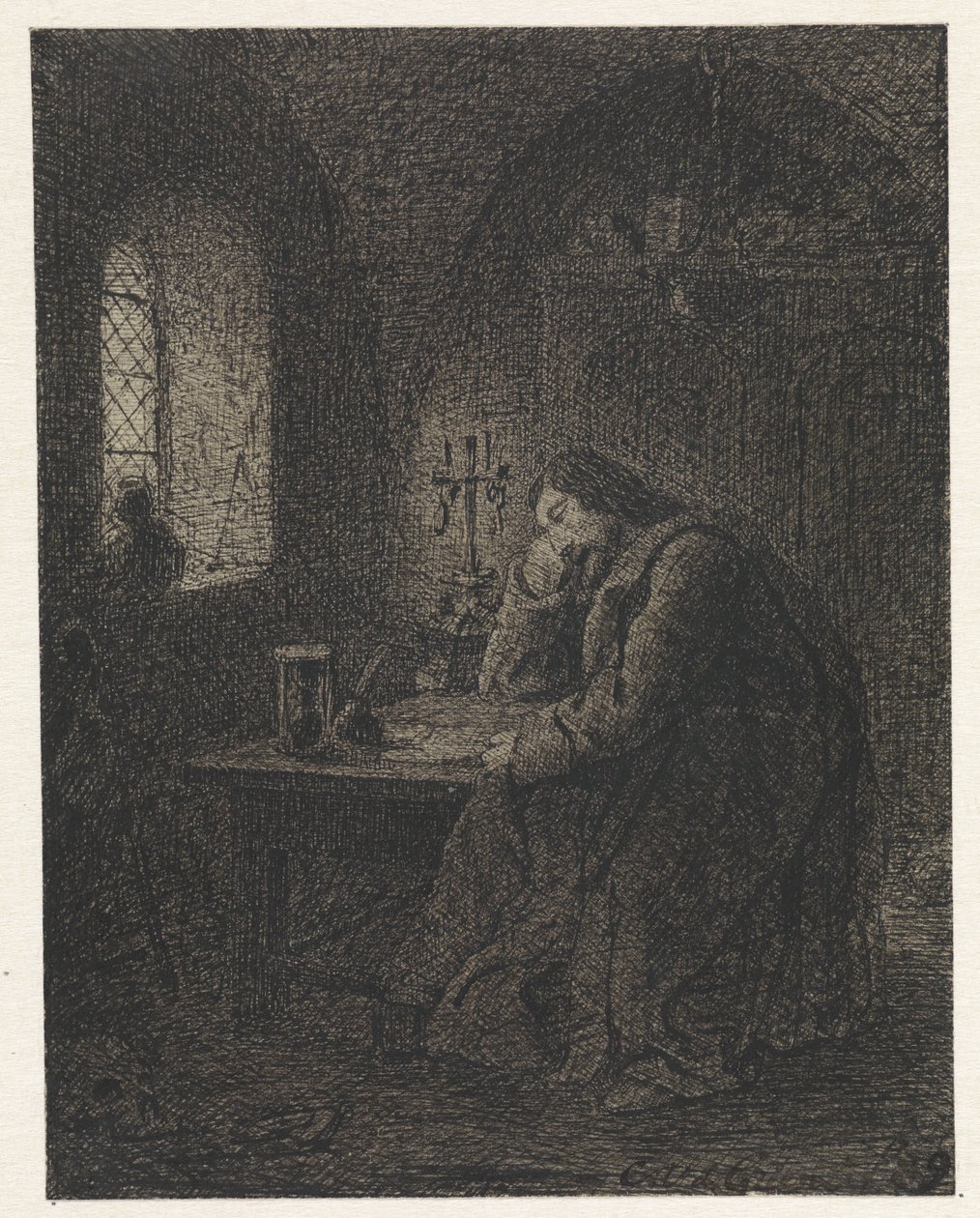 Geleerde in studeervertrek door Cornelis van der Griendt