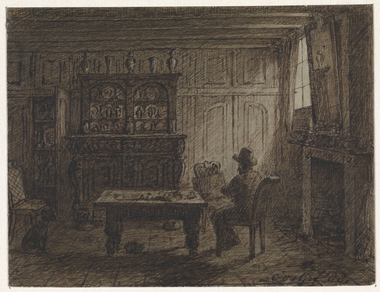 Man zittend in een kamer door Cornelis van der Griendt