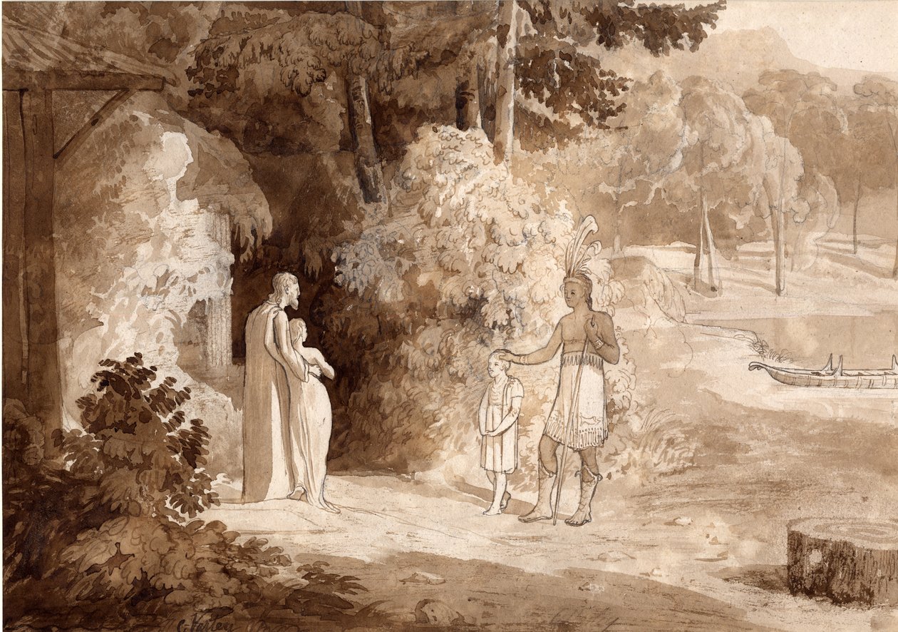 Illustratie bij Gertrude of Wyoming door Cornelius Varley