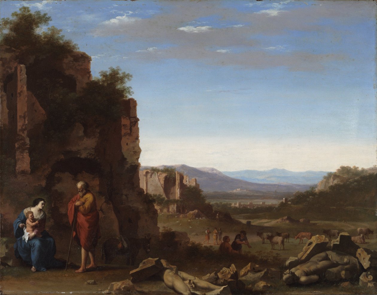 De rust tijdens de vlucht naar Egypte door Cornelis van Poelenburgh or Poelenburch