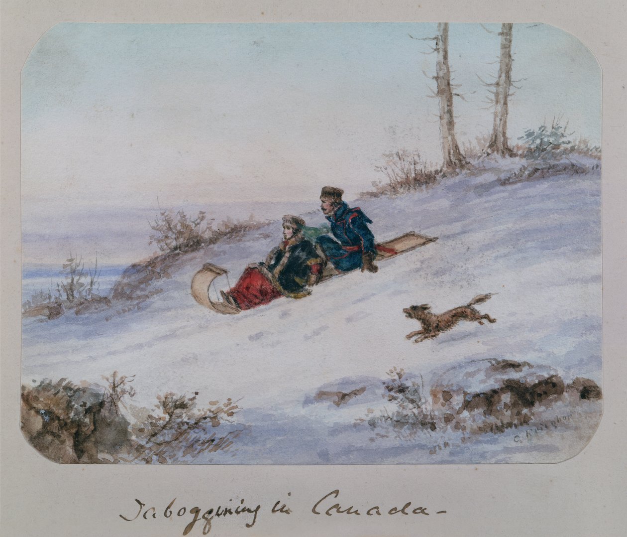 Sleeën in Canada door Cornelius Krieghoff