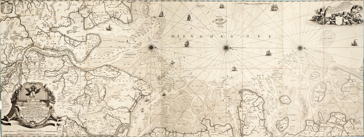 Kaart van de Noordzee door Cornelius Martin Wohlers
