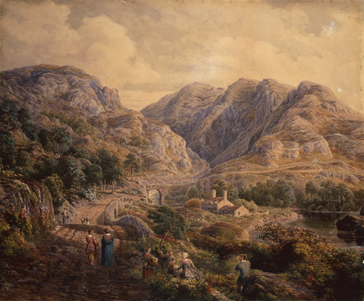 De pas van Pont Aber Glaslyn, Noord-Wales door Cornelius Varley