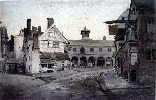 De markt, Ross, Herefordshire door Cornelius Varley