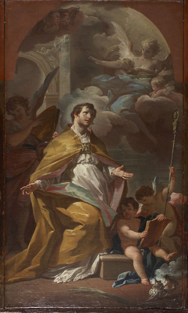 Heilige bisschop in gebed door Corrado Giaquinto