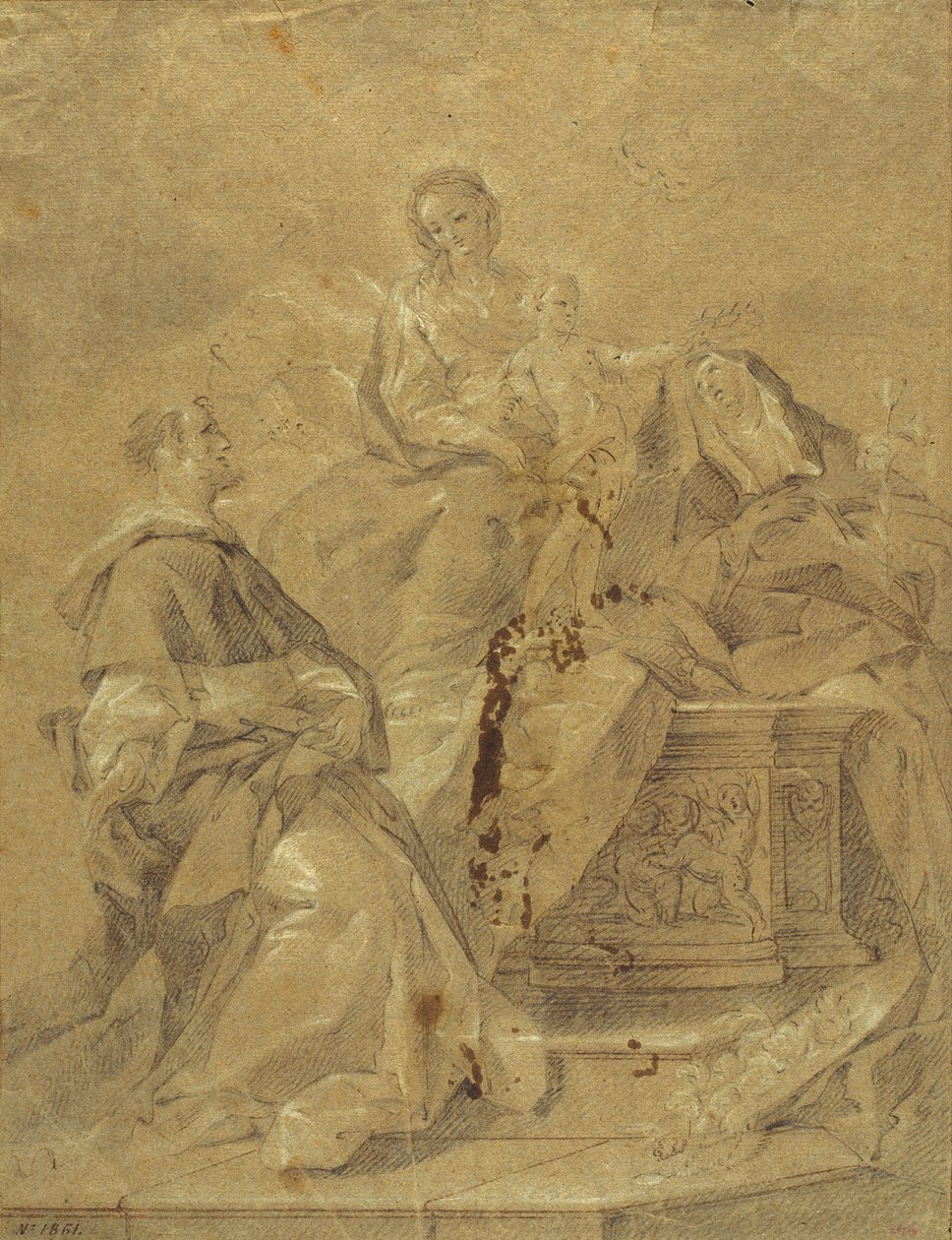 Maagd en kind, Sint Catharina van Siena en Sint Dominicus door Corrado Giaquinto