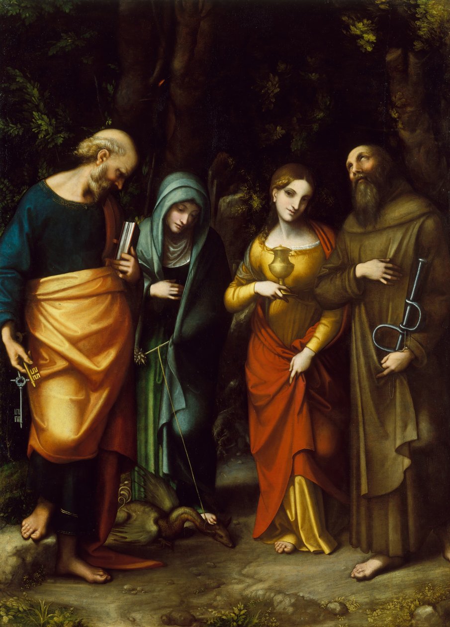 Heiligen Petrus, Martha, Maria Magdalena en Leonardus door Correggio