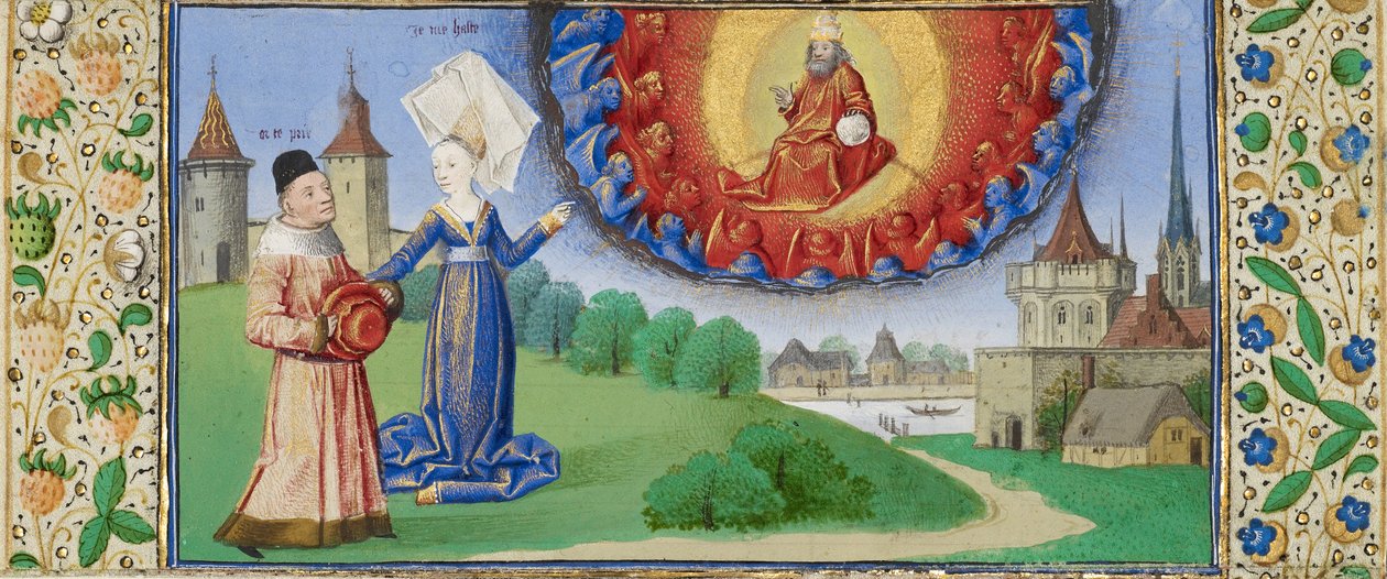 Filosofie onderwijst Boëthius over de rol van God, ca 1465 door Coëtivy Master