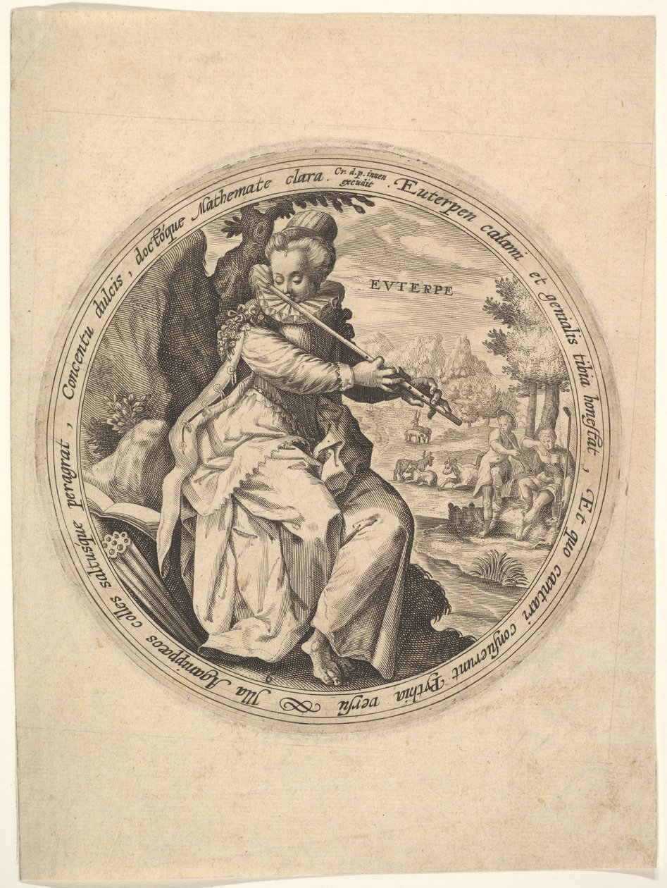 Euterpe, uit De Muzen door Crispijn de Passe I