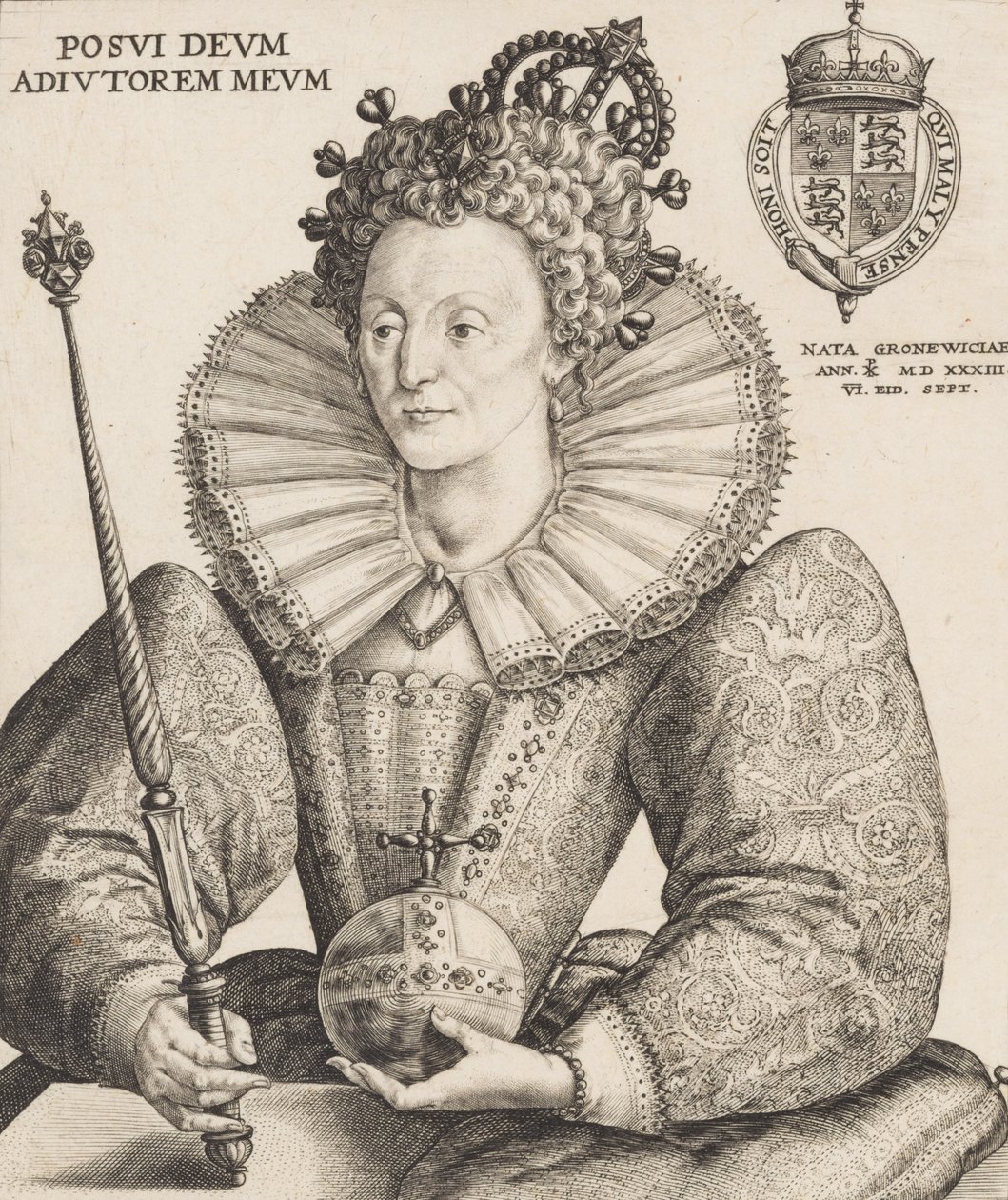Koningin Elizabeth I, 1592 door Crispijn de Passe I