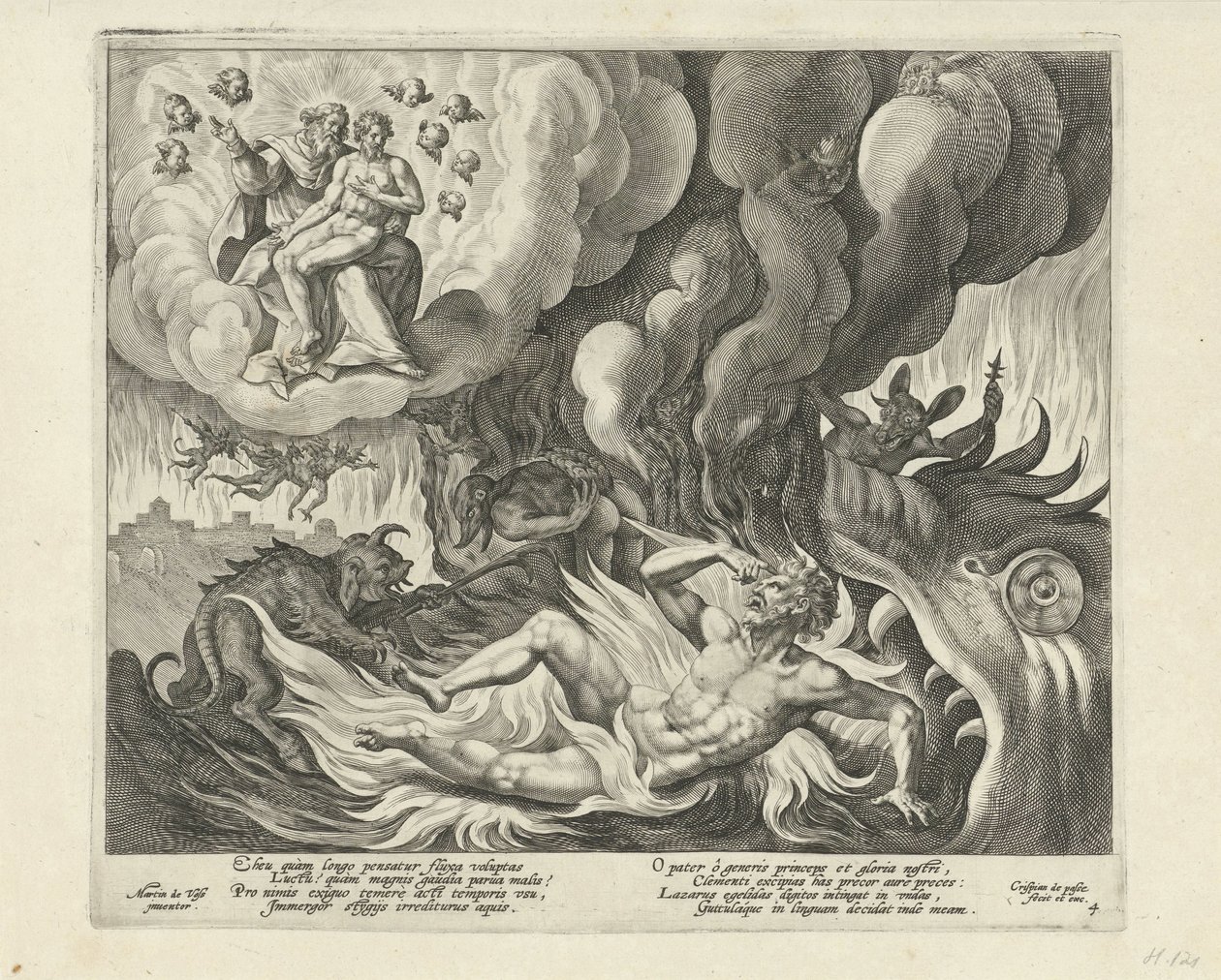 Lazarus in de hemel en de rijke man in de hel door Crispijn van de Passe (I)