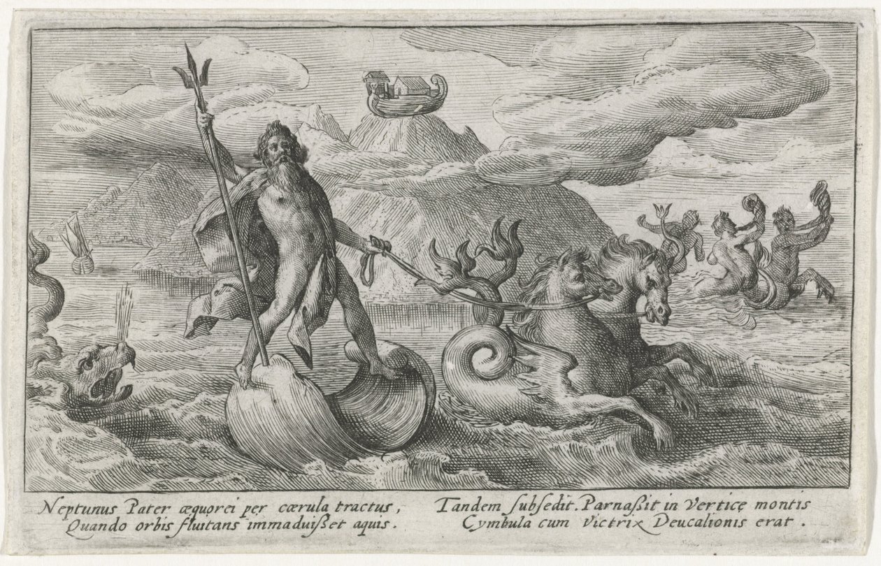 Neptunus kalmeert de golven door Crispijn van de Passe (I)
