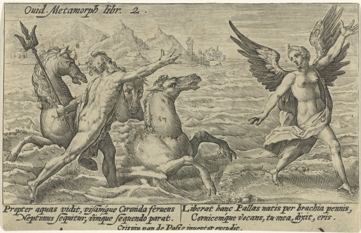 Neptunus reikt naar Coronis door Crispijn van de Passe (I)