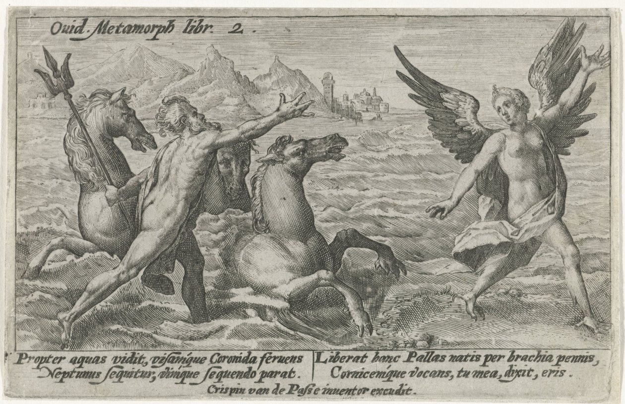 Neptunus reikt naar Coronis door Crispijn van de Passe (I)