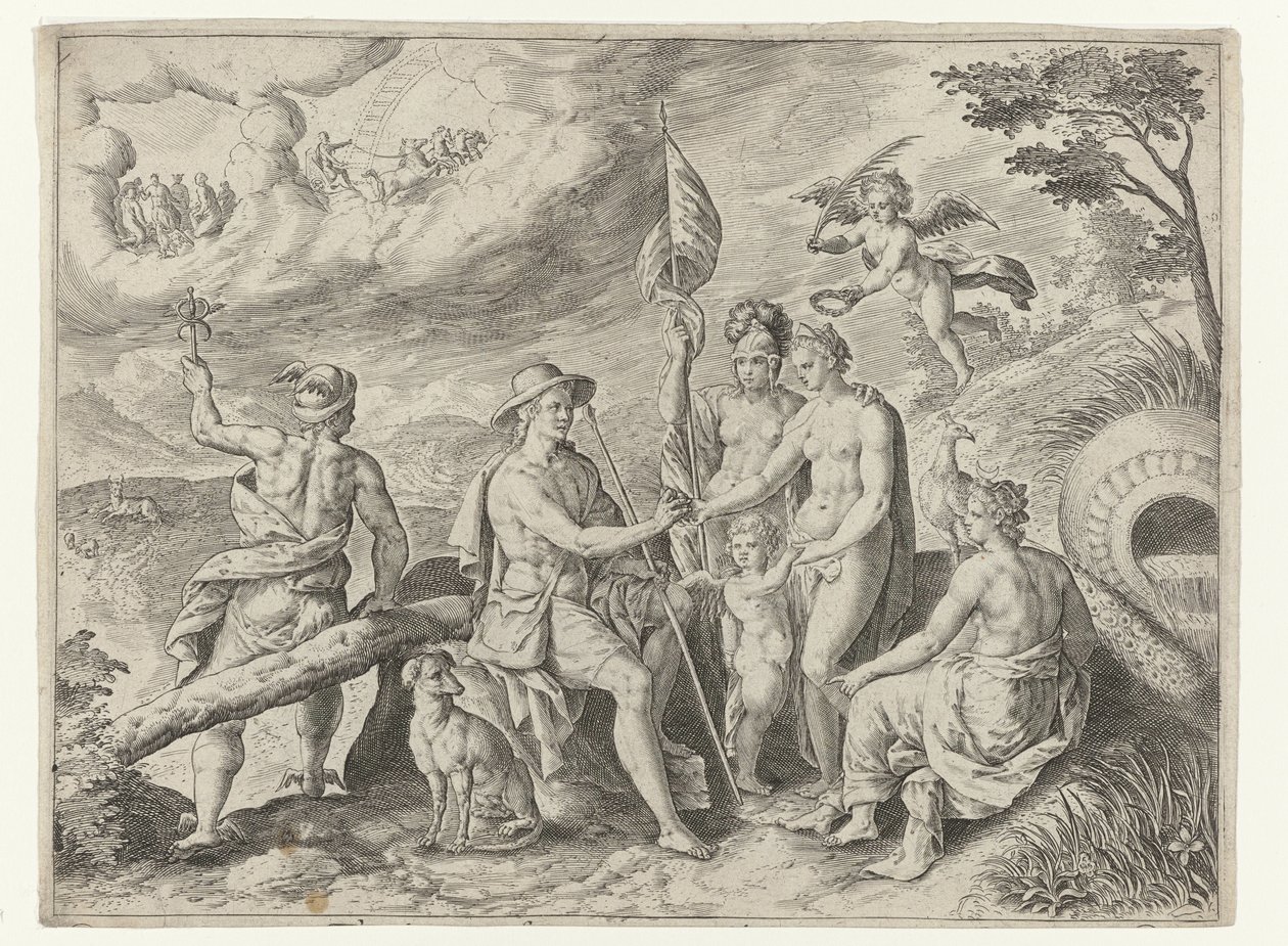 Oordeel van Paris (Metamorfosen van Ovidius) door Crispijn van de Passe (I)