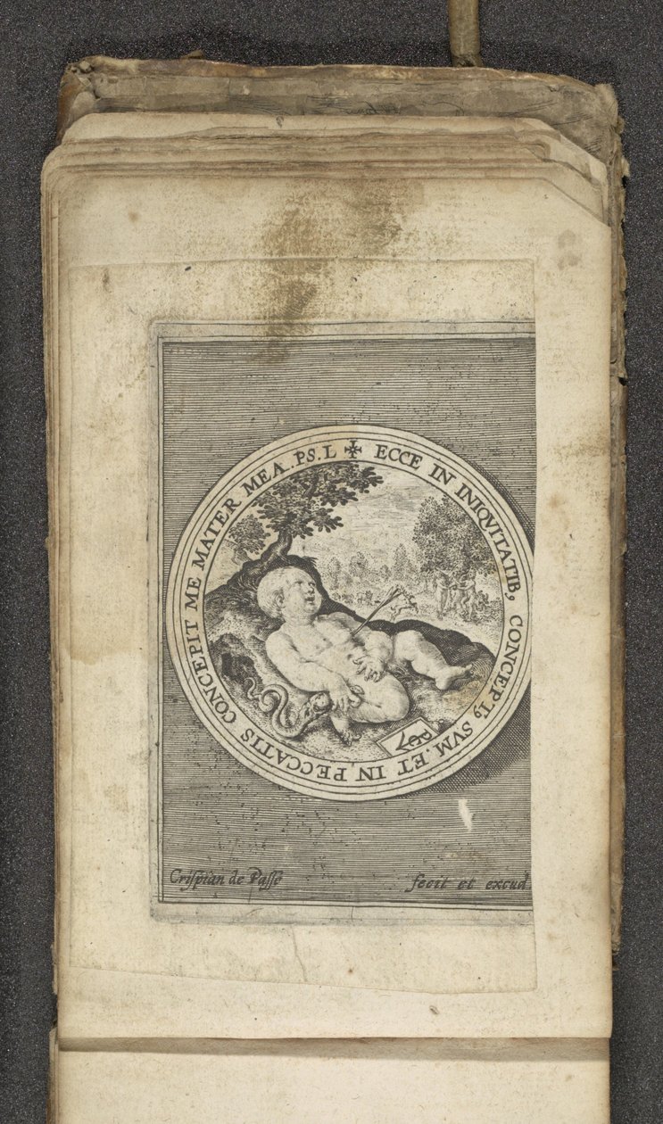 Putto met doorboord hart door Crispijn van de Passe (I)