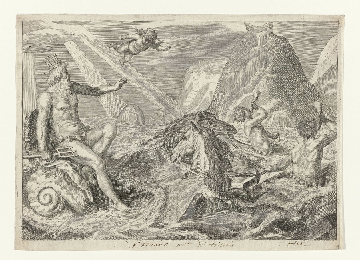 Neptunus met de tritons door Crispijn van de Passe (II) (attributed to)