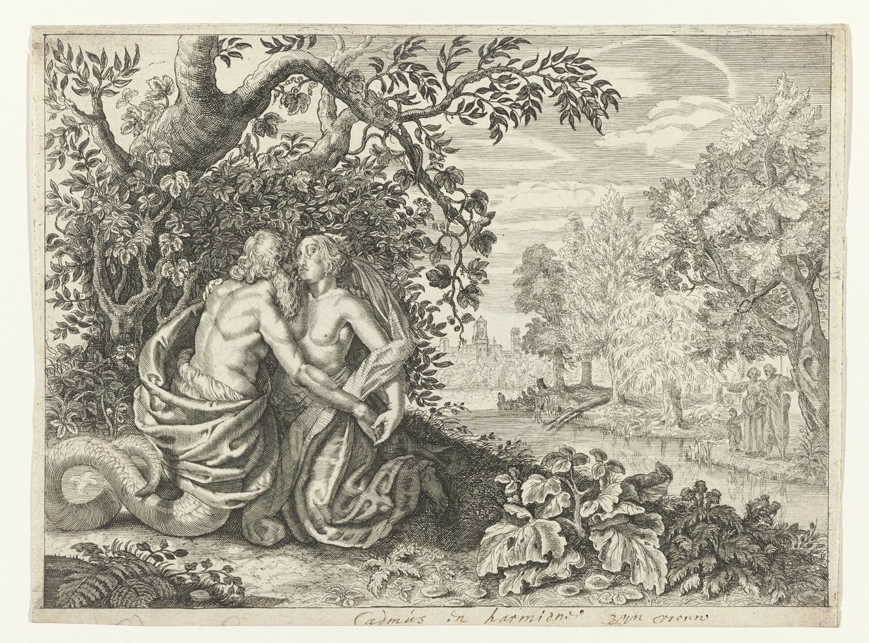 Harmonia en Cadmus (Metamorfosen van Ovidius) door Crispijn van de Passe (II)