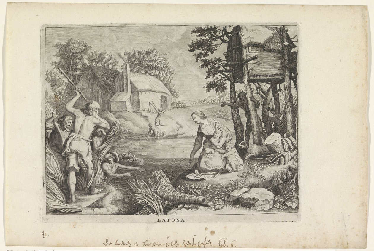 Leto (Latona) verandert de Lyciërs in kikkers door Crispijn van de Passe (II)