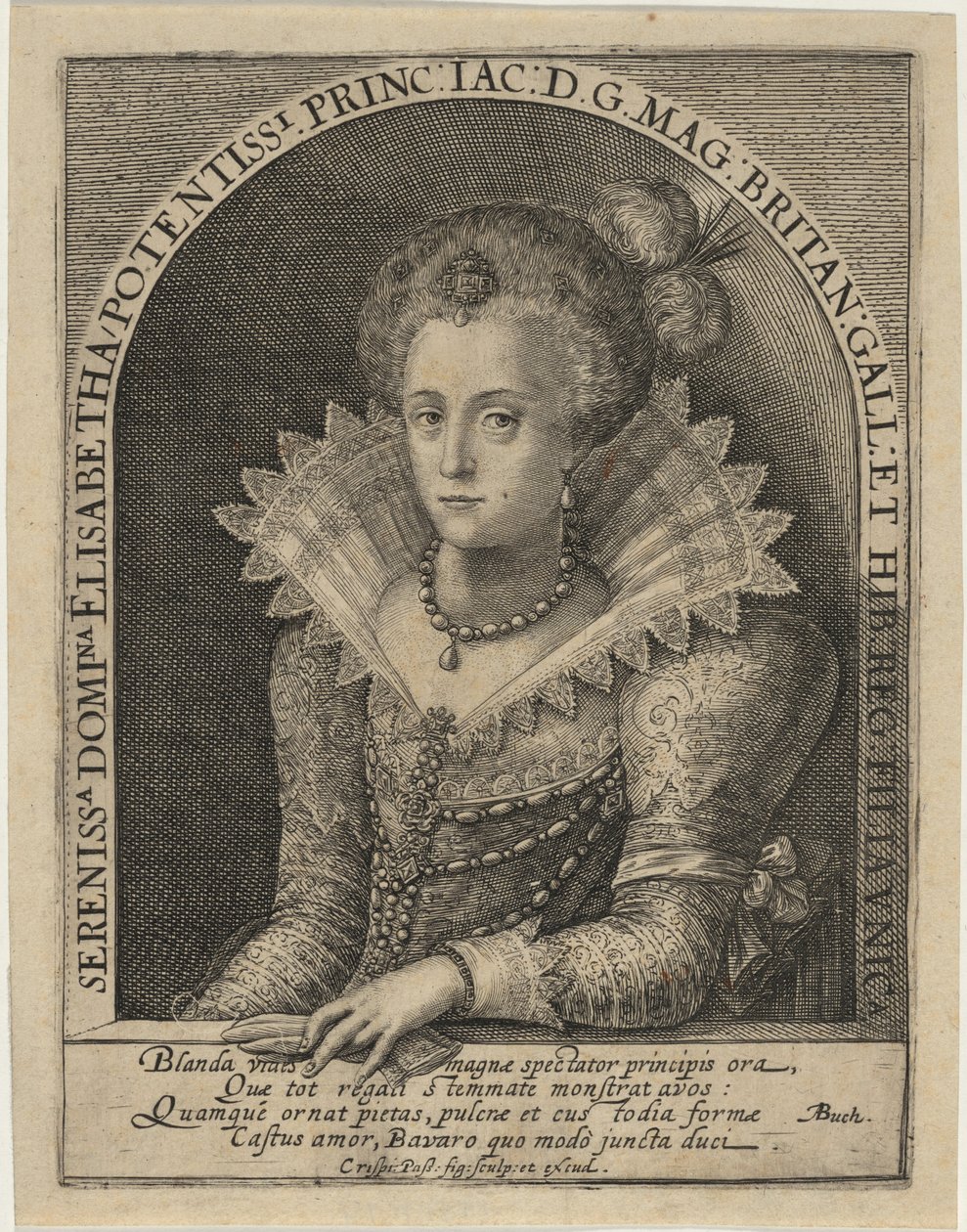 Elizabeth, prinses, echtgenote van keurvorst Frederik V, koning van Bohemen door Crispijn van de Passe I