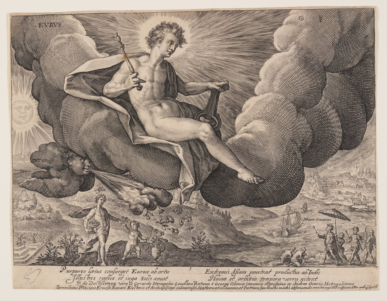 Eurus, uit De winden door Crispijn van de Passe I