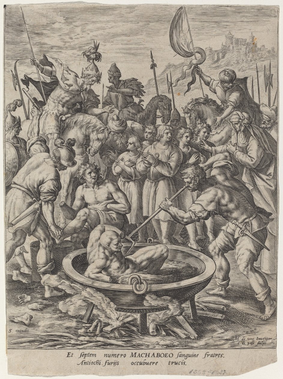 De Zeven Makkabeese Broers Gedood door Antiochus door Crispijn van de Passe I after Maarten de Vos