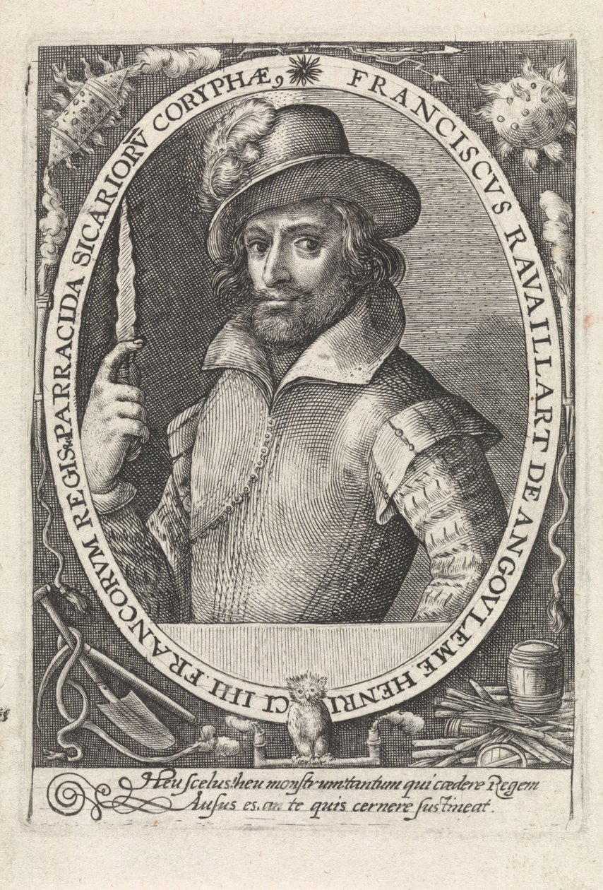 François Ravaillac 1578-1610, de moordenaar van Koning Hendrik IV van Frankrijk, ca. 1610-1615 door Crispijn van de Passe the Elder