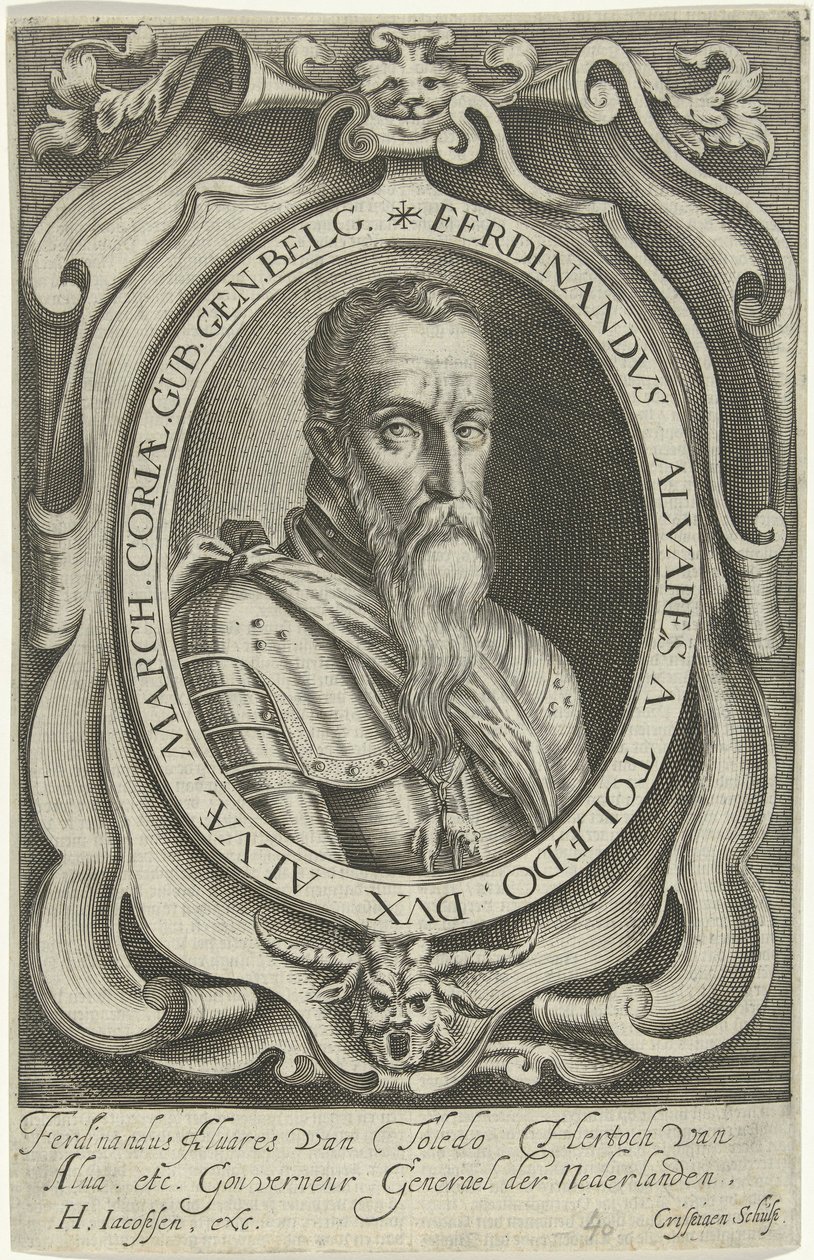 Portret van Ferdinand Alvarez de Toledo, hertog van Alva door Crispijn van den Queborn