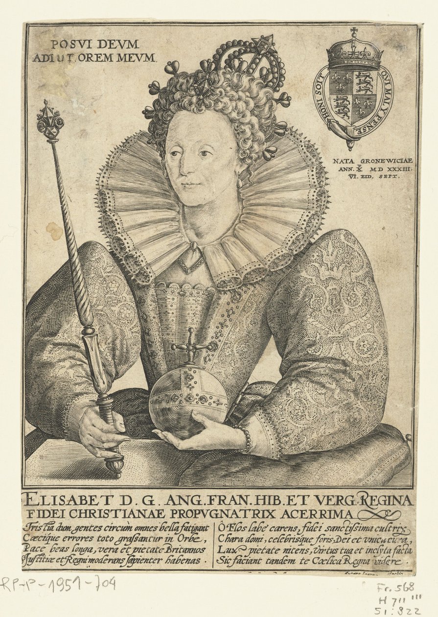 Portret van koningin Elizabeth I van Engeland, 1592 door Crispin  Passe