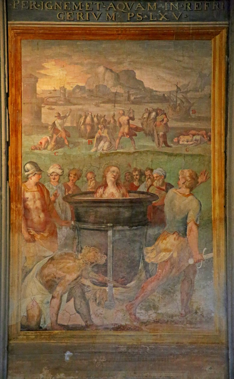 Een vrouwelijke heilige wordt levend gekookt door Cristoforo and Tempesta, Antonio Roncalli