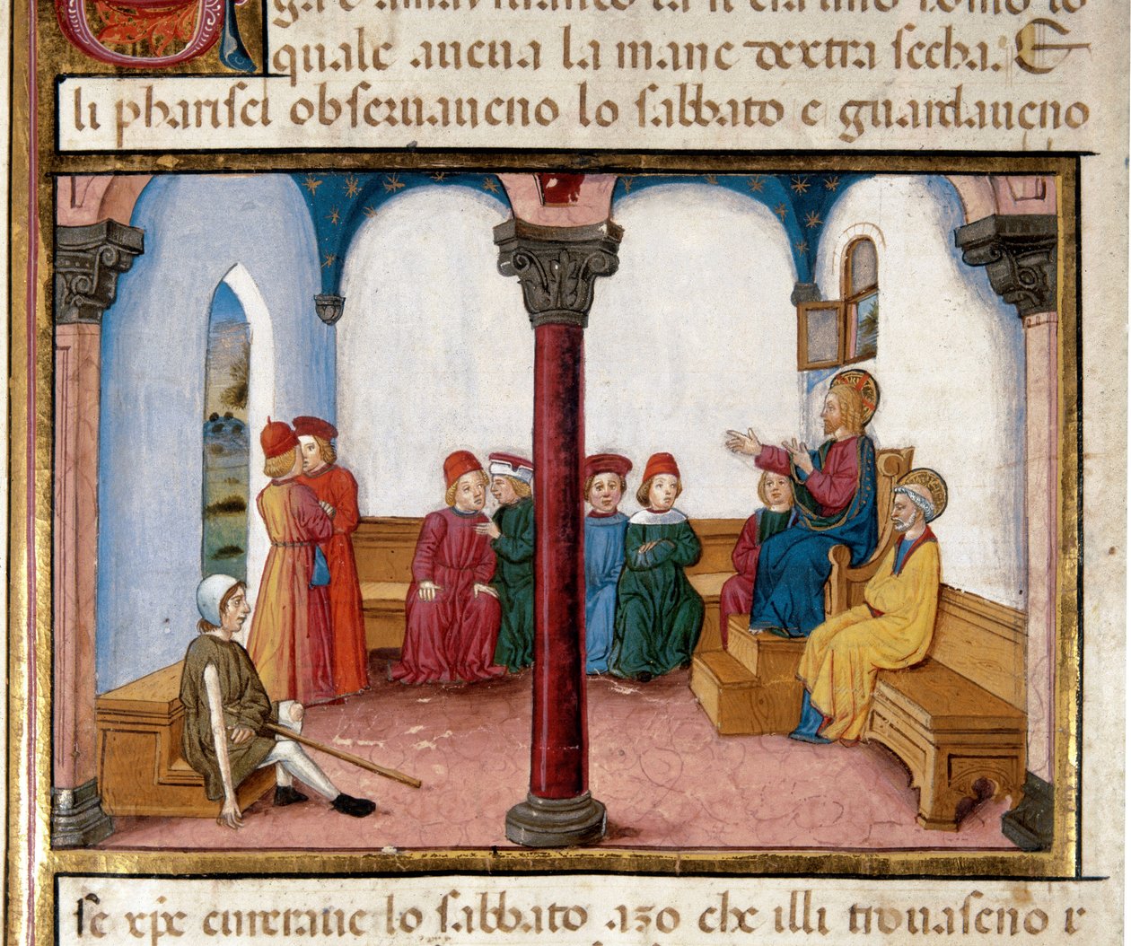 Jezus geneest de man met de verschrompelde hand door Cristoforo De Predis