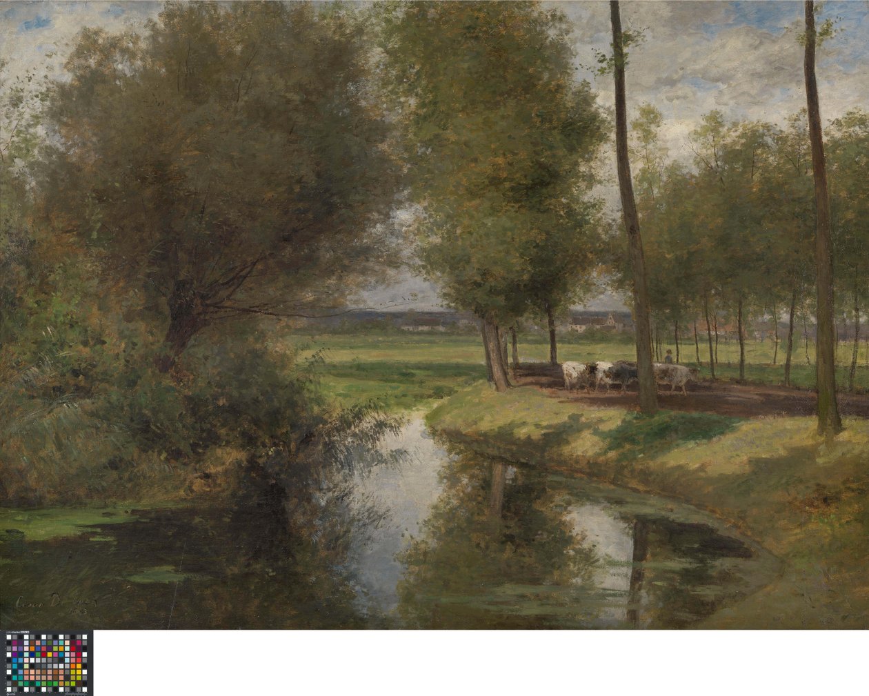 Dutch: Leielandschap of De weg naar het Patijntje in Gent Landscape by the River Lys or The Road to the ‘Patijntje’ in Ghent door Cesar de Cock