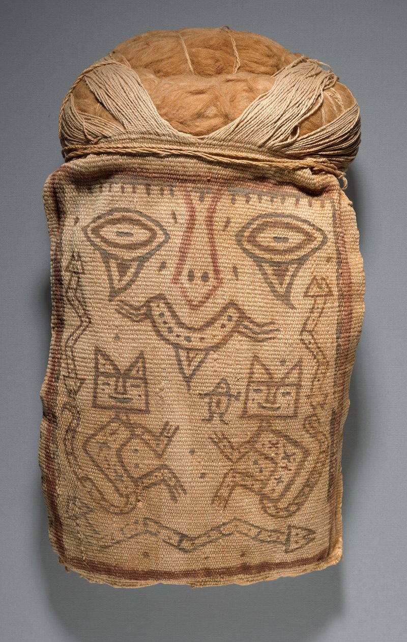 Valse Hoofd voor Begrafenisbundel of Mummiemasker, 200-100 v.Chr. door Culture Paracas