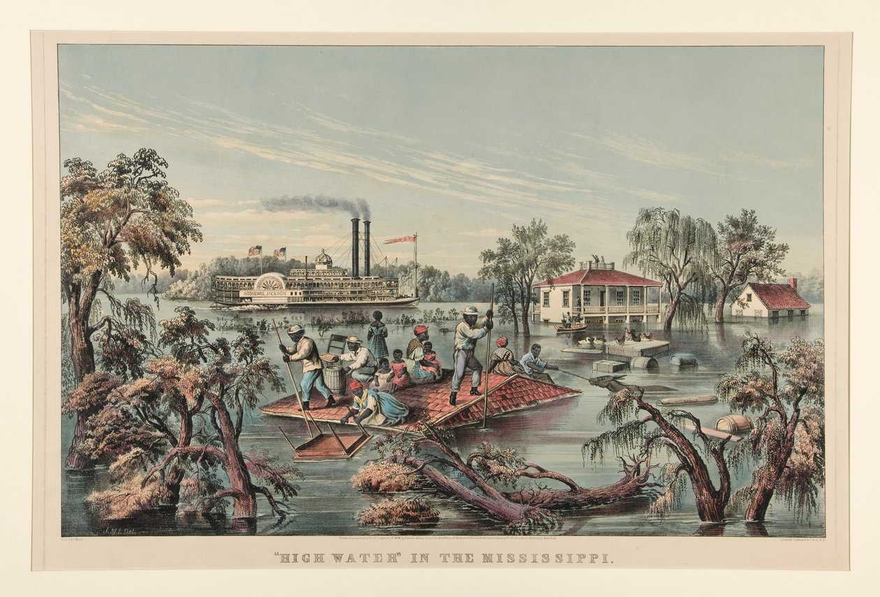 Hoog water door Currier and Ives