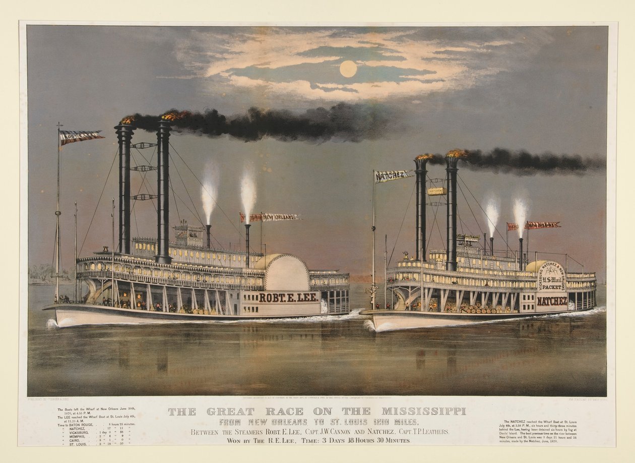 De grote race op de Mississippi / van New Orleans naar St. Louis 1210 mijl door Currier and Ives