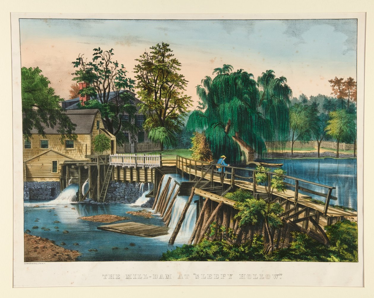 De molendam door Currier and Ives