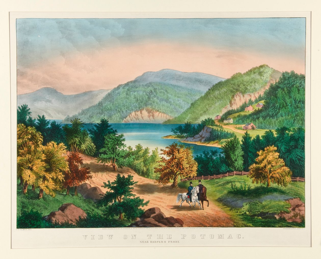 Uitzicht op de Potomac bij Harper door Currier and Ives