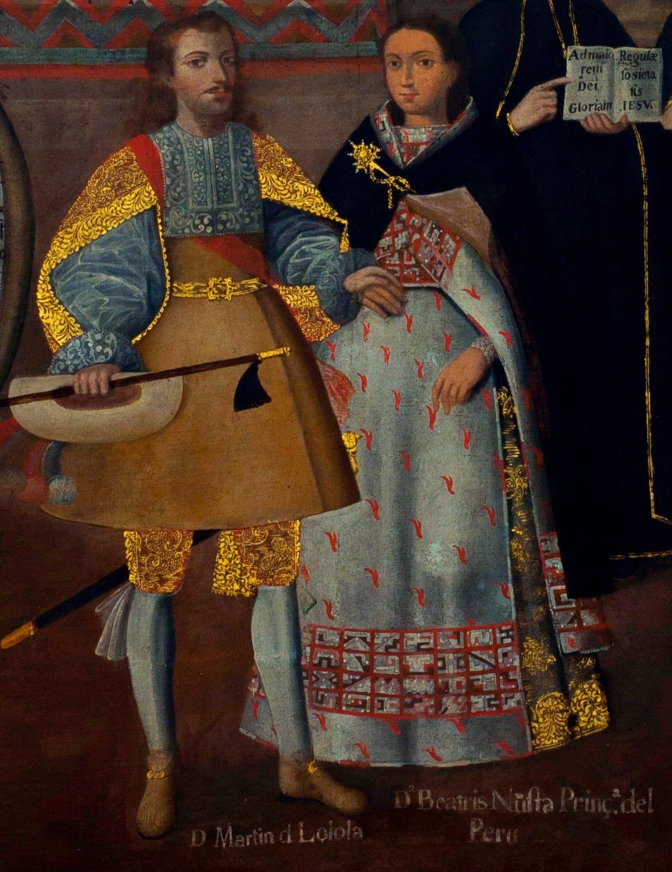 Huwelijk van Martín de Loyola met Doña Beatriz Ñusta, en van Don Juan Borja met Lorenza Ñusta (Loyola en Coya). door Cuzco School