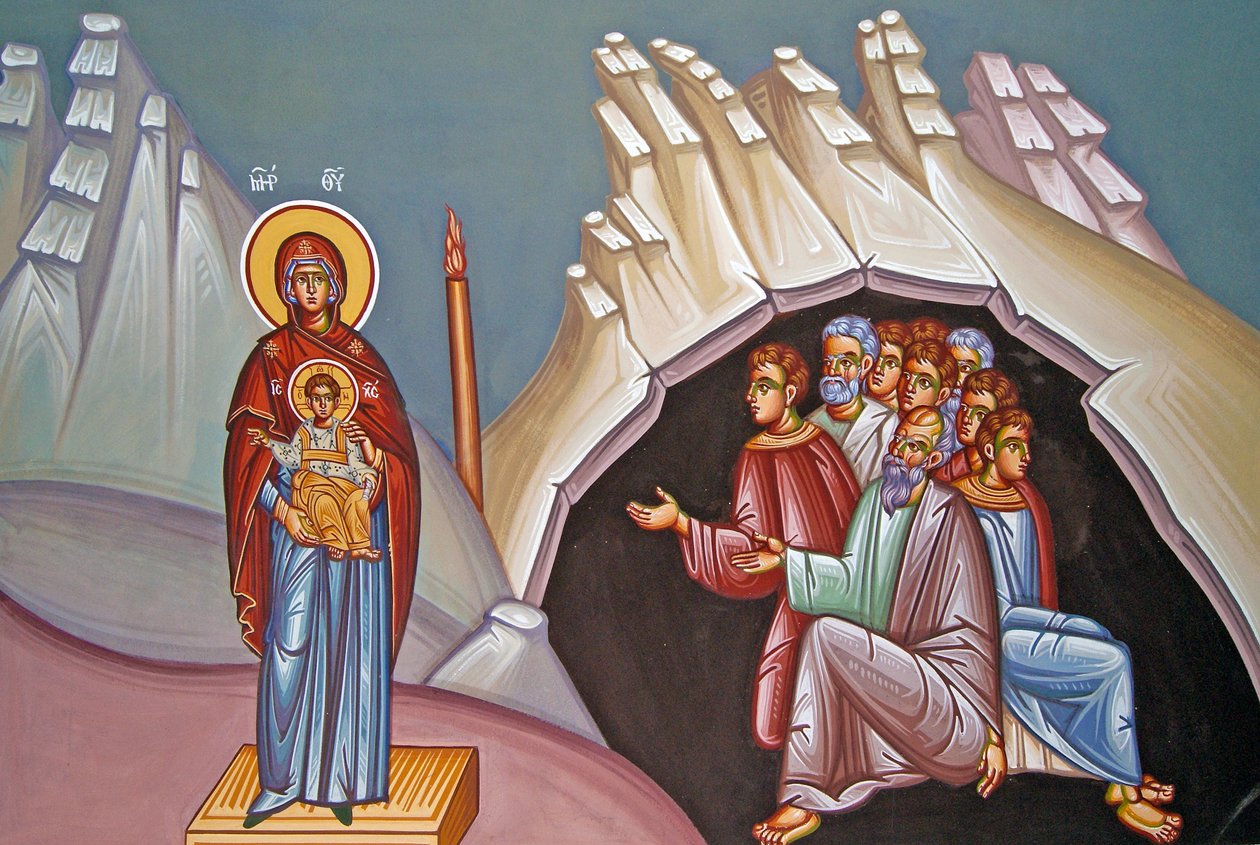 Muurschildering van de Madonna en Kind, Kykkos-klooster, Cyprus door Cypriot