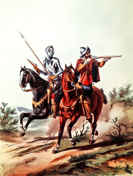 Franse cavalerie bewapend met radslotpistolen door D. de (after) Noirmort