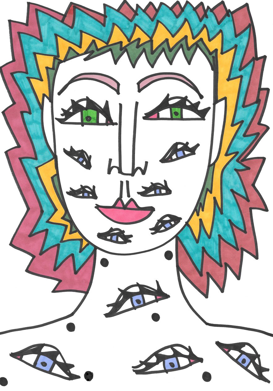 Ogen (viltstift op papier) door Daisy de Villeneuve