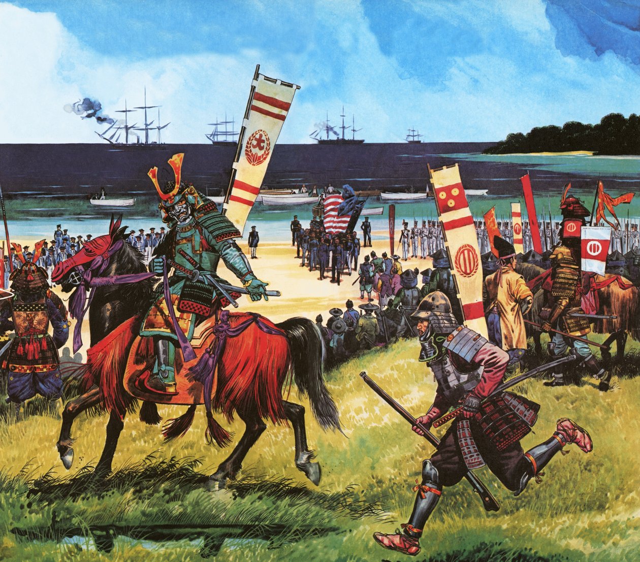 Amerikanen komen aan in wat nu de Baai van Tokio is op 8 juli 1853 door Dan Escott