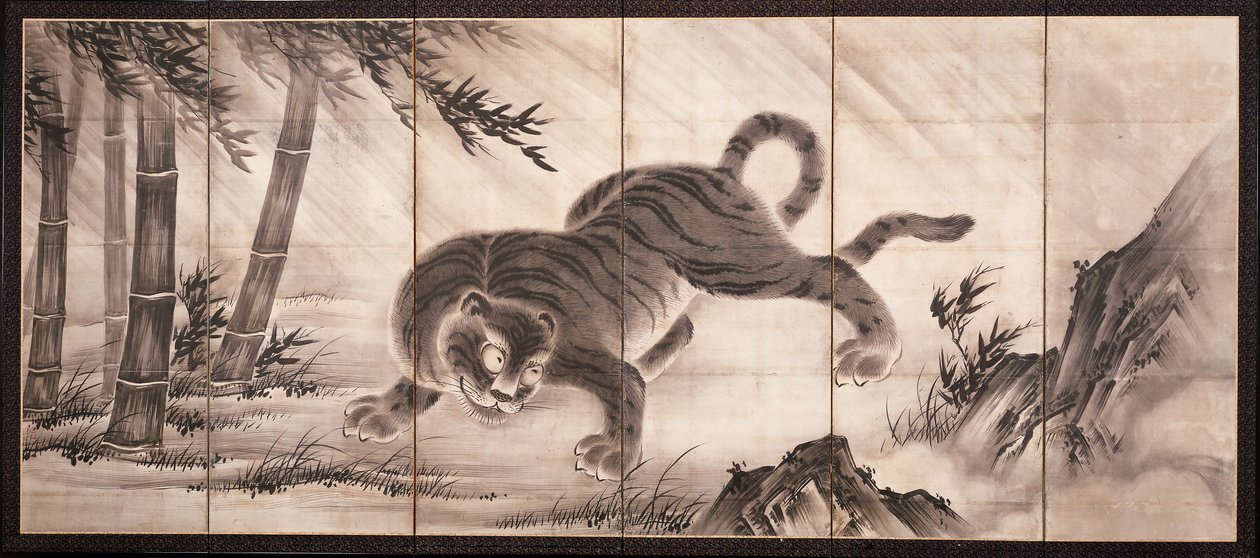 Tijger [links van het paar Draak en Tijger], midden 16e eeuw door Dōan Yamada