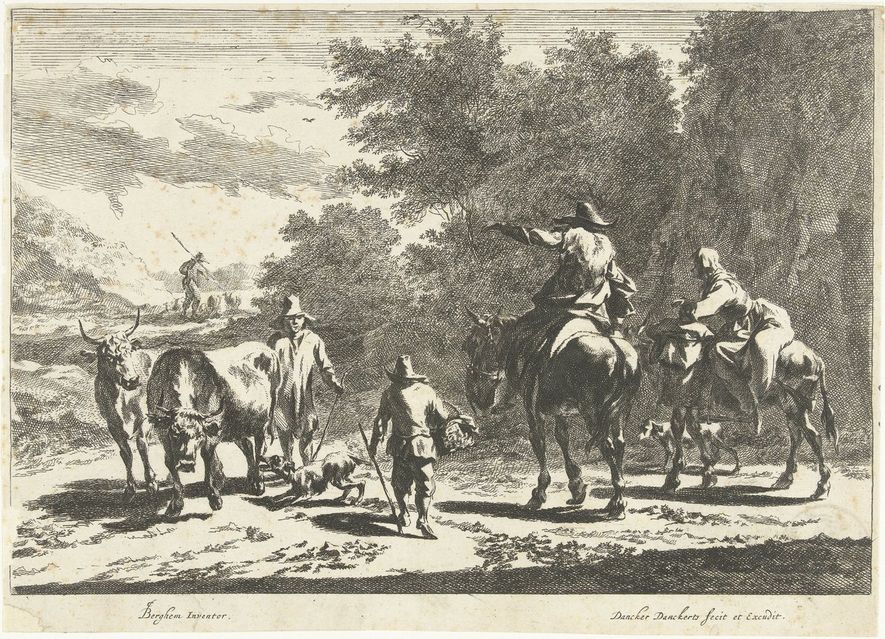Herders en vee onderweg door Dancker Danckerts