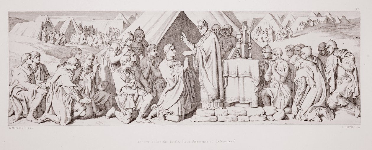 De avond voor de slag, vrome naleving van de Normandiërs, uit 